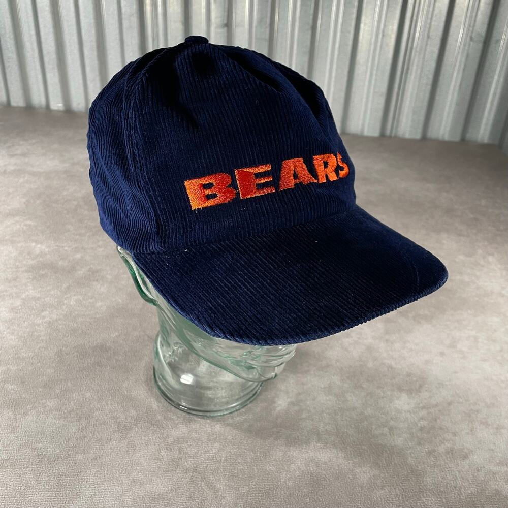 Vintage Corduroy Chicago Bears Adjustable Snapback Hat NFL Spell Out Made In USA
